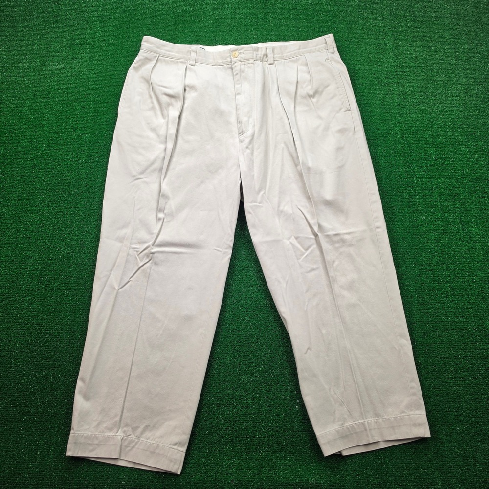 Polo Ralph Lauren Andrew Pants Mens Vintage Classic Chino Khaki Pleated Trousers